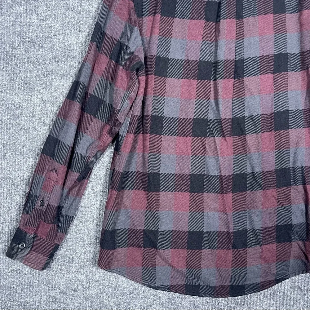 Orvis Mens Large Plaid Flannel Big Bear Shacket‎ Heavyweight Maroon Shirt Jacket